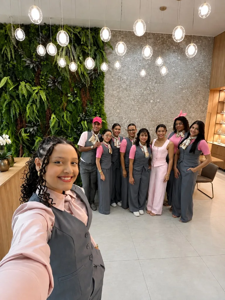 Equipe do Krys Santiago Beauty Place no salão, em Marabá